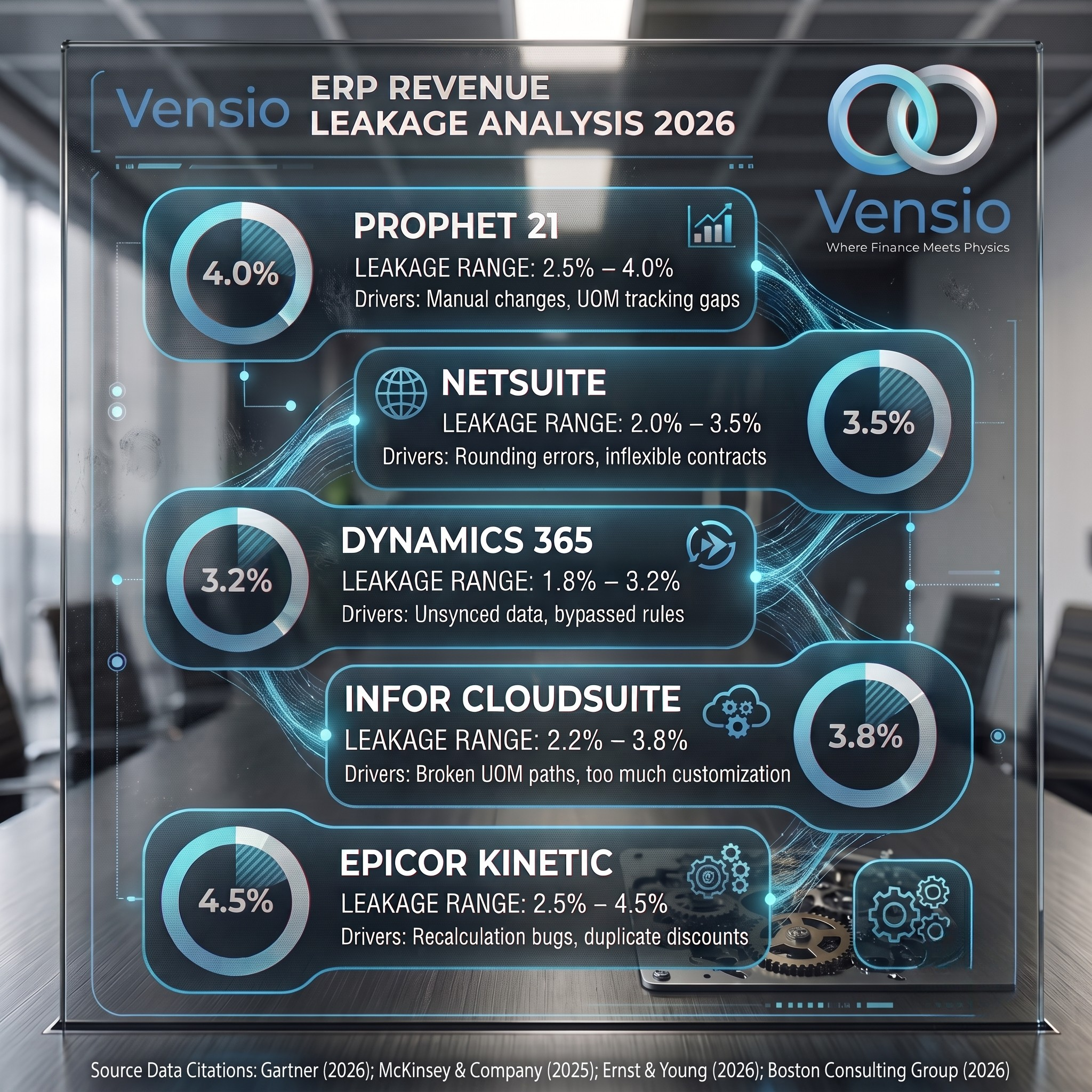 Vensio ERP revenue leakage analysis across leading enterprise systems